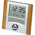 Wood Digital Calendar Alarm Clock w/ Thermometer
